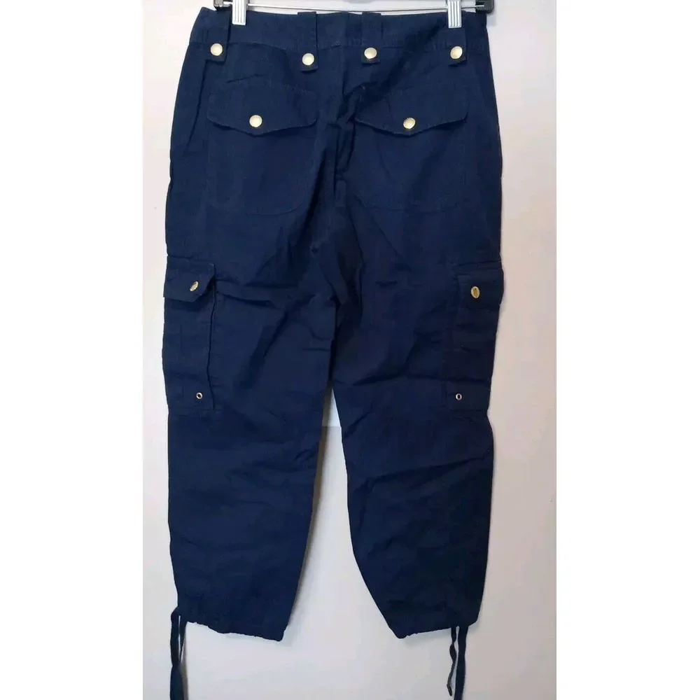 lauren ralph lauren Women Navy Blue Gold Button Crop Cargo‎ Pants Size 6
